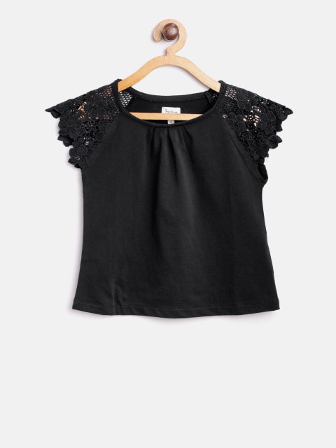

Pepe Jeans Girls Black Lace Detail Top