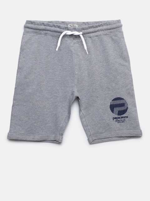 

Pepe Jeans Boys Grey Melange Solid Regular Shorts