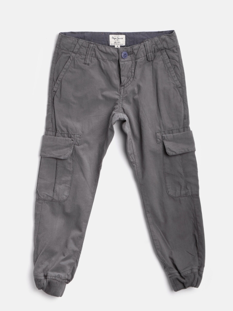 

Pepe Jeans Boys Grey Solid Jogger Cargos