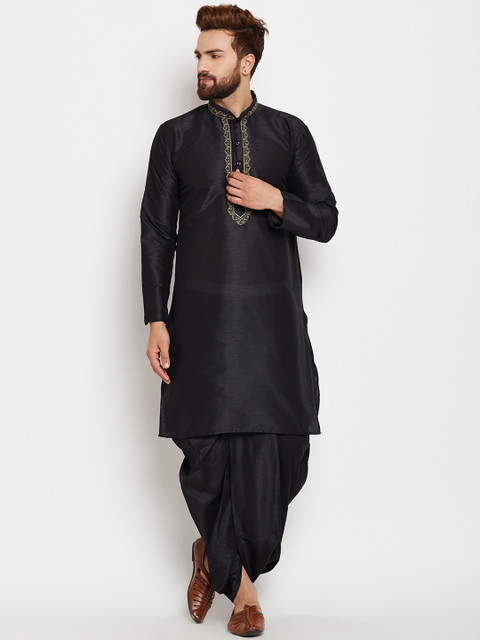 

SOJANYA Men Black Woven Design A-Line Kurta