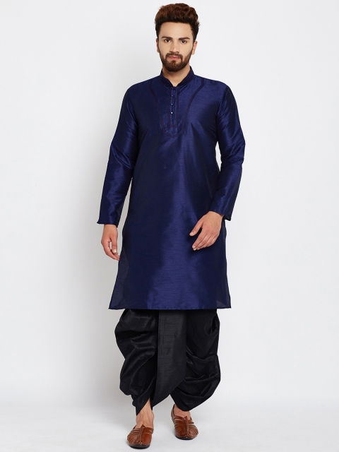 

SOJANYA Men Navy Blue Solid Straight Kurta