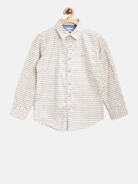 

Lee Cooper Boys Off-White & Blue Printed Casual Shirt