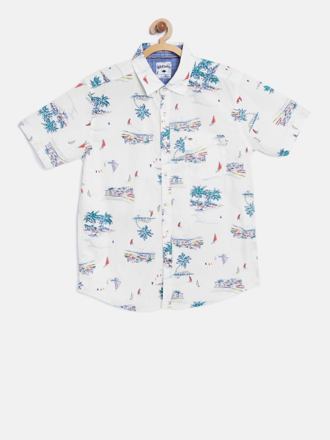 

Lee Cooper Boys White & Blue Regular Fit Printed Casual Shirt