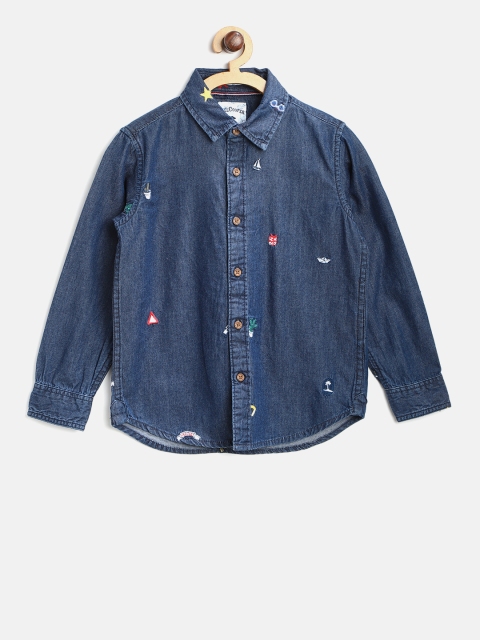 

Lee Cooper Boys Navy Embroidered Detail Denim Casual Shirt, Navy blue