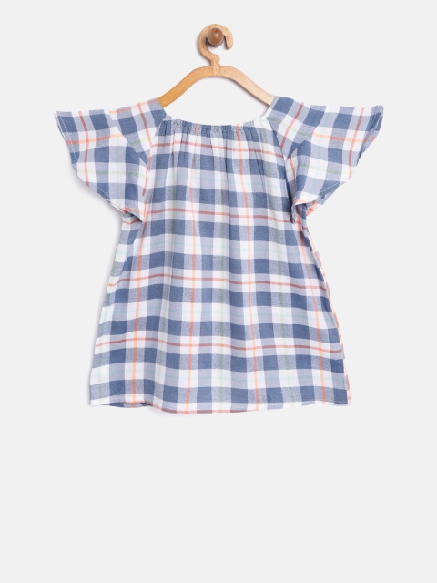 

Lee Cooper Girls Blue & Off-White Checked Styled Back Top