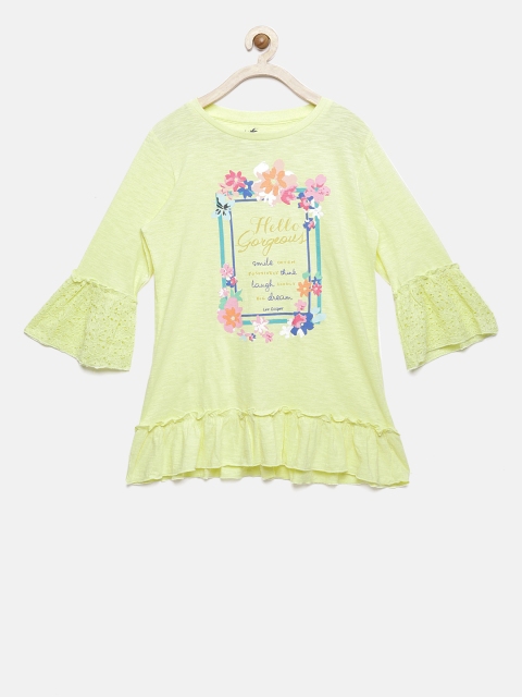 

Lee Cooper Girls Yellow Printed Pure Cotton Top