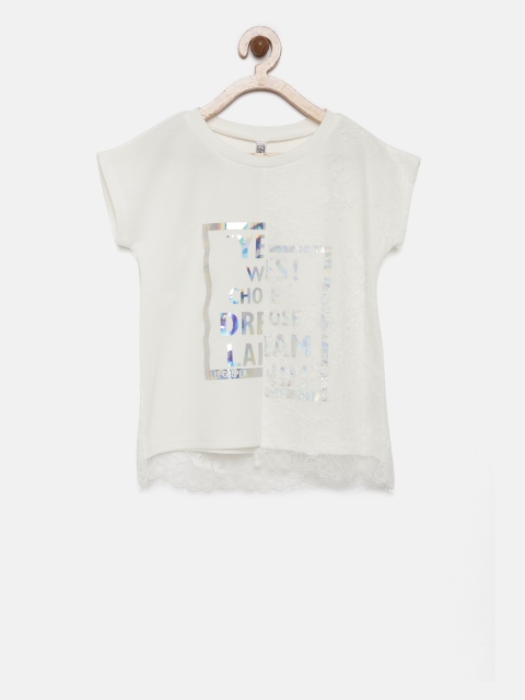 

Lee Cooper Girls White Printed Holographic Laced Top