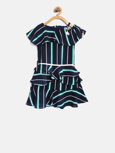 

Tiny Girl Green & Black Striped A-Line Dress