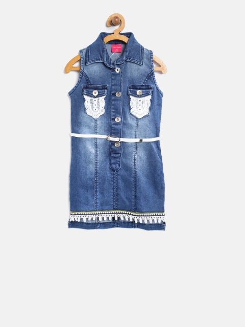 

Tiny Girl Blue Solid Shirt Dress