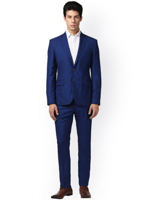 

Parx Men Blue Solid Slim Fit Single-Breasted Formal Suit