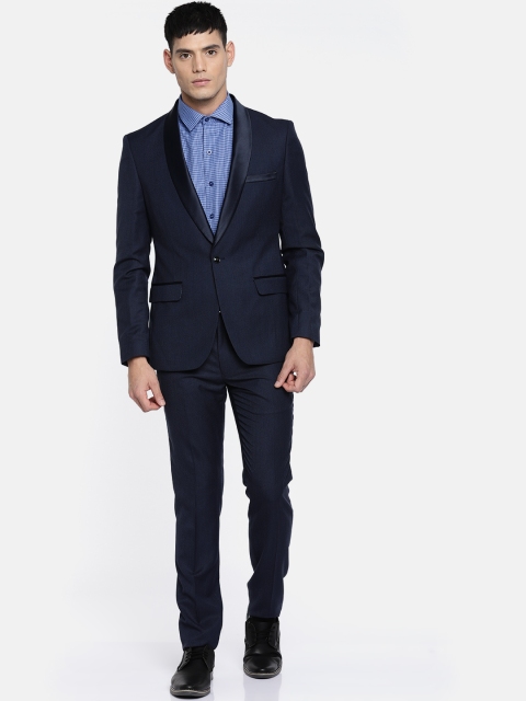 

Parx Navy Blue Single Breasted Urban Fit Formal Suit