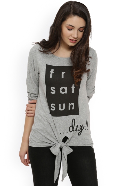 

Campus Sutra Women Grey Printed Top
