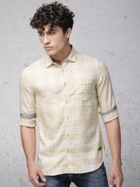 

Ecko Unltd Men Beige & White Slim Fit Checked Casual Shirt