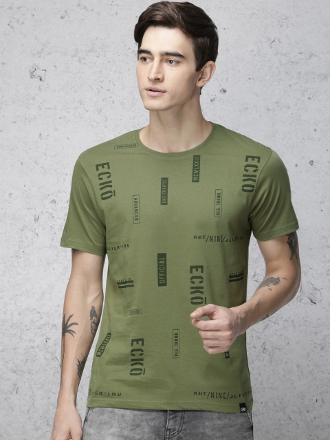 

Ecko Unltd Men Olive Green Printed Round Neck T-shirt