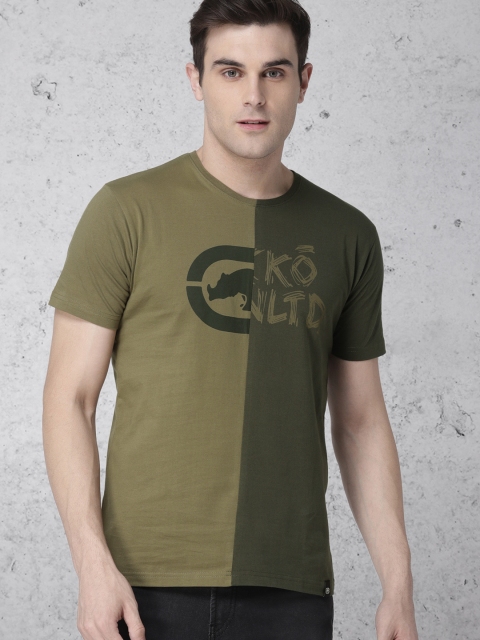 

Ecko Unltd Men Olive Green Colourblocked T-shirt
