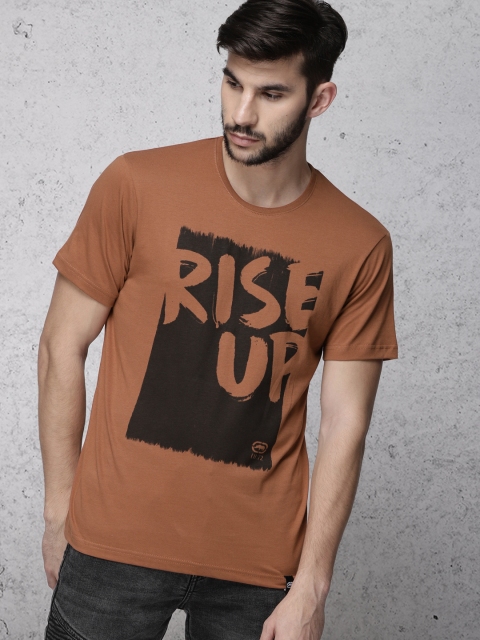

Ecko Unltd Men Rust Orange Printed T-shirt