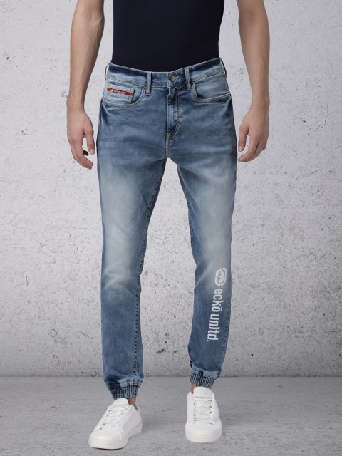 

Ecko Unltd Men Blue Mid-Rise Clean Look Stretchable Printed Jogger Jeans