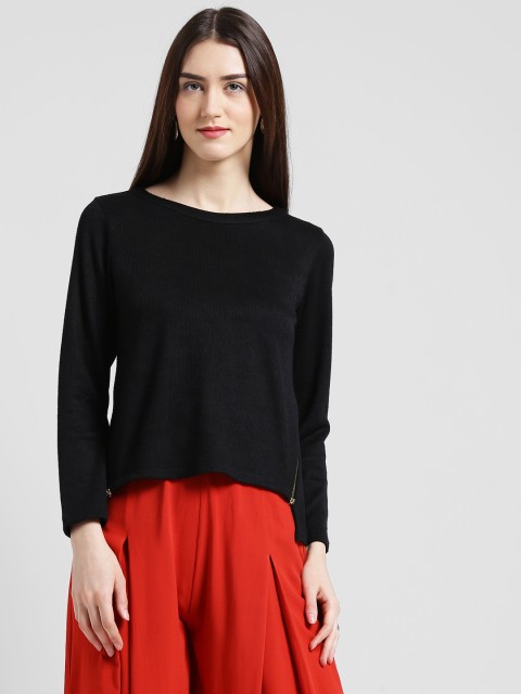 

Zink London Women Black Solid High-Low Top