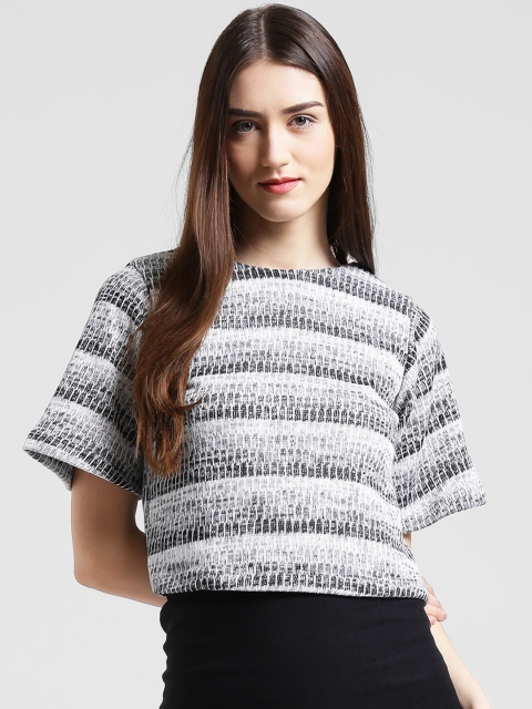 

Zink London Women White Striped Boxy Top