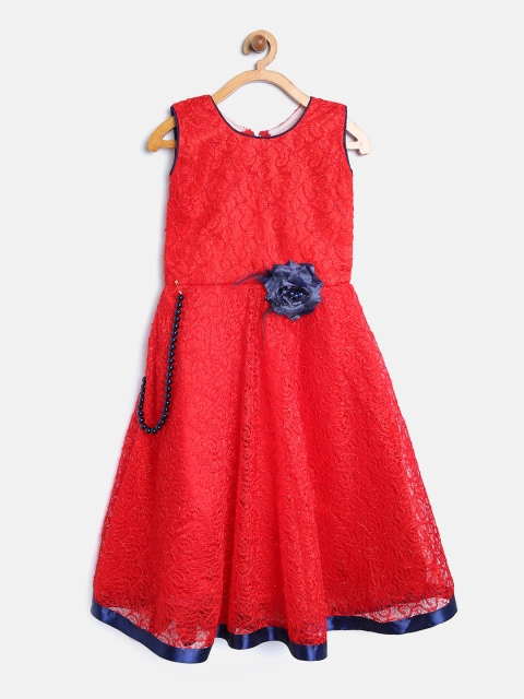 

Aarika Girls Red Lace maxi Fit and Flare Dress
