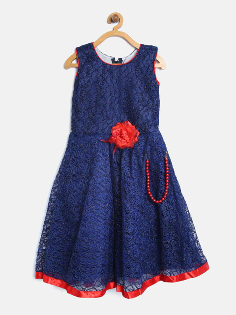 

Aarika Girls Navy Blue Lace Maxi Fit and Flare Dress