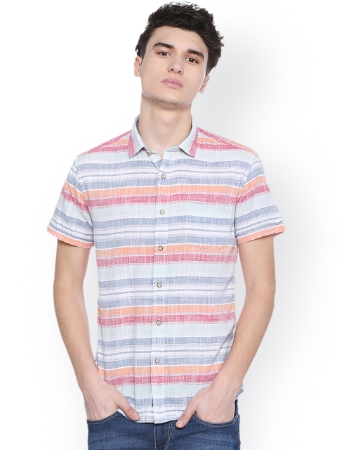 

People Men Multicoloured Slim Fit Striped Casual Shirt, Multi
