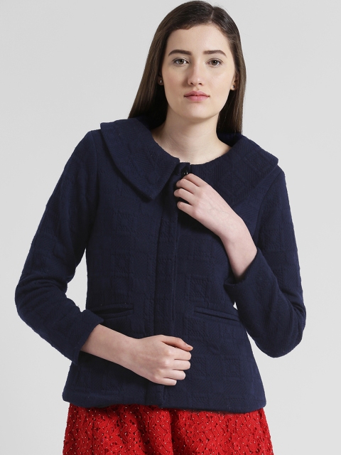 

Zink London Women Blue Self Design Tailored Jacket