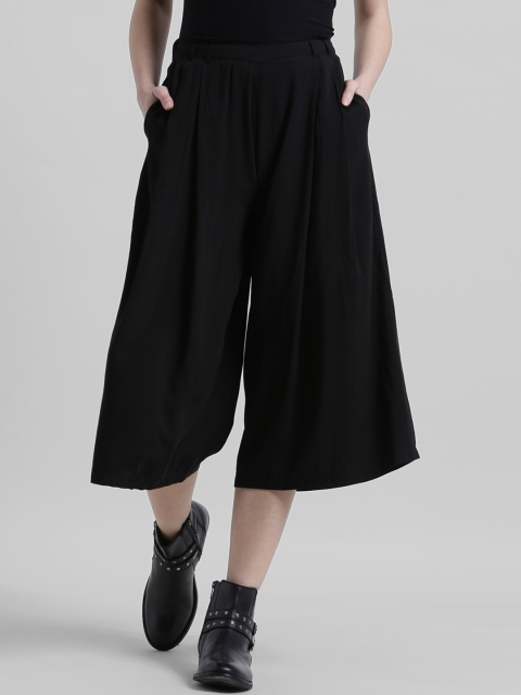 

Zink London Women Black Relaxed Straight Leg Straight Fit Solid Parallel Trousers