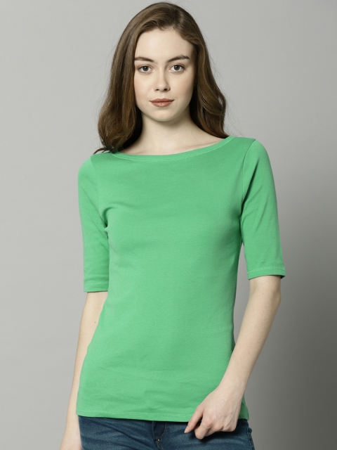 

Marks & Spencer Women Green Solid Boat Neck T-shirt
