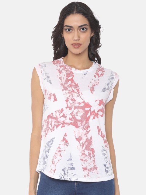

Pepe Jeans Women White Printed Round Neck T-shirt