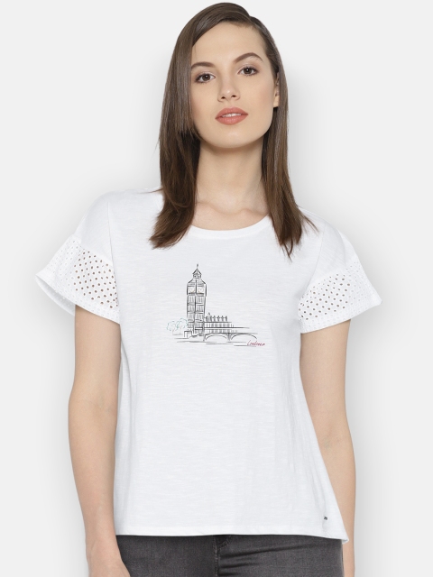 

Pepe Jeans Women White Printed Round Neck T-shirt