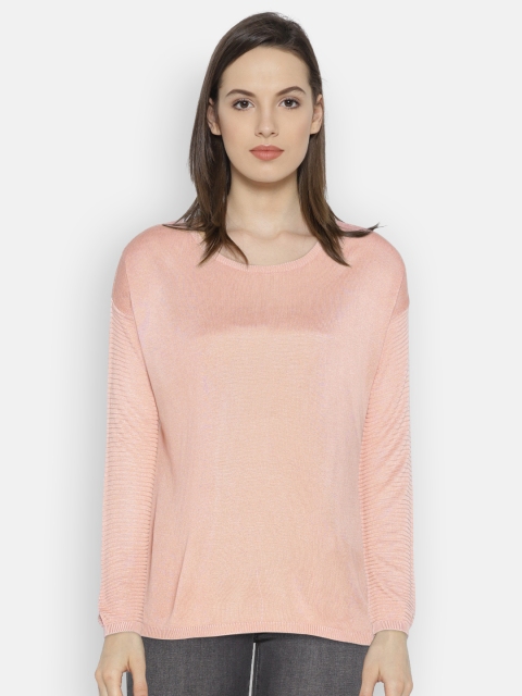 

Pepe Jeans Women Peach-Coloured Solid Round Neck T-shirt