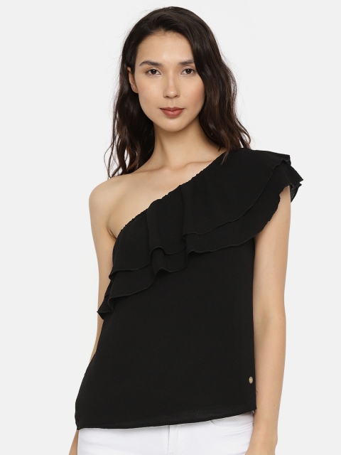 

Pepe Jeans Women Black Solid One Shoulder Top