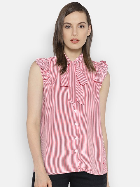 

Pepe Jeans Women Red Striped Shirt Style Top