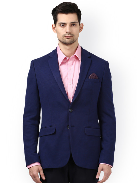 

Park Avenue Men Blue Self-Design Single-Breasted Formal Blazer