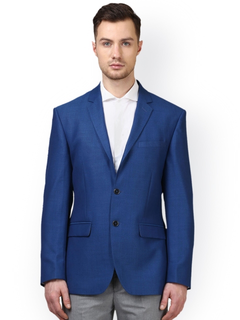 

Park Avenue Men Blue Checked Single-Breasted Formal Blazer
