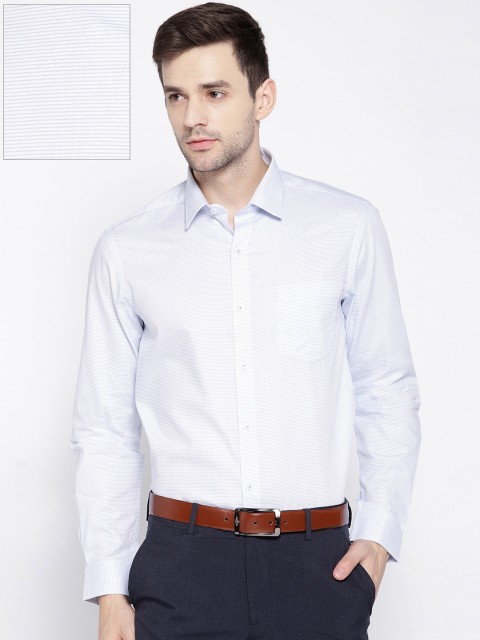 

J Hampstead Men Blue & White Slim Fit Striped Formal Shirt