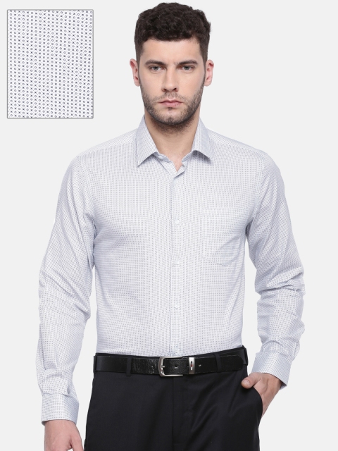 

J Hampstead Men White Slim Fit Geometric Printed Formal Shirt