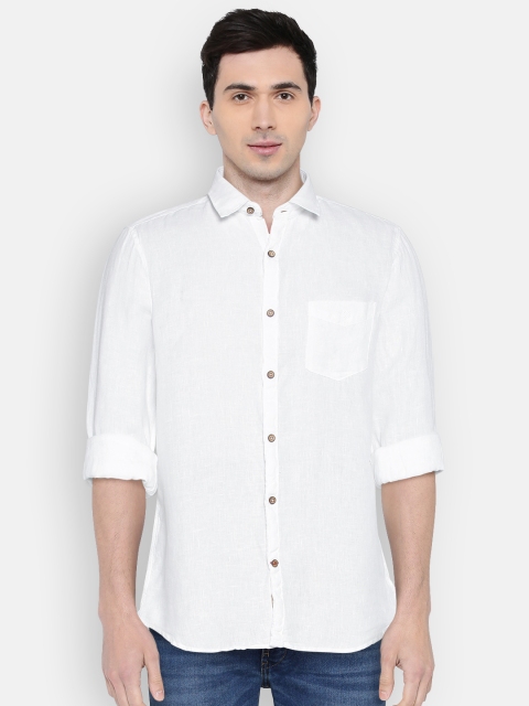 

J Hampstead Men White Sport Slim Fit Solid Casual Shirt
