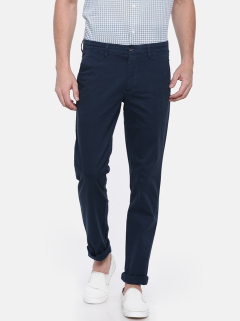 

J Hampstead Men Navy Slim Fit Solid Chinos, Navy blue