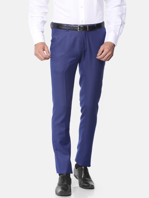 

J Hampstead Men Blue Slim Fit Solid Formal Trousers