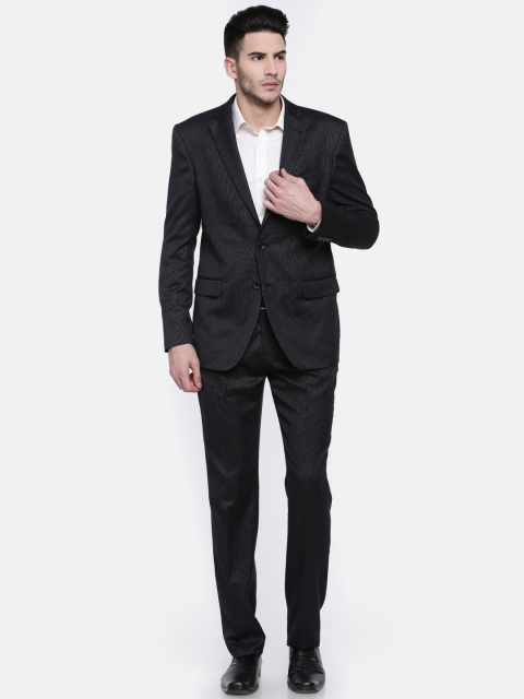 

J Hampstead Navy Striped Single-Breasted Contemporary Slim Fit Formal Suit, Navy blue