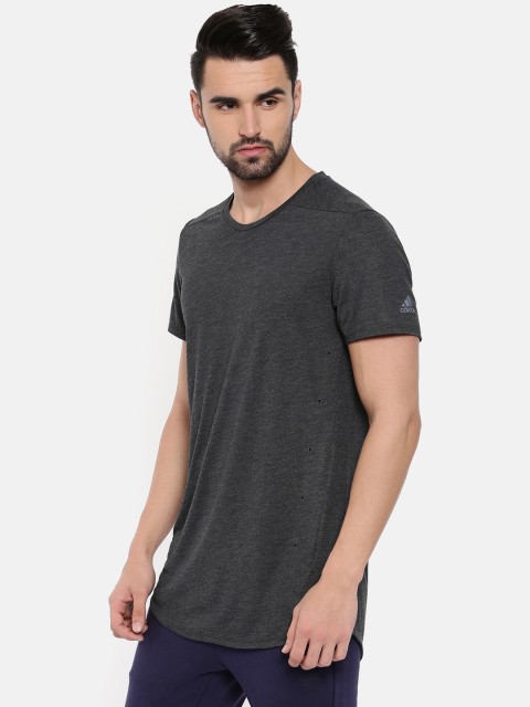 

ADIDAS Men Charcoal Grey Solid PURE Running T-shirt