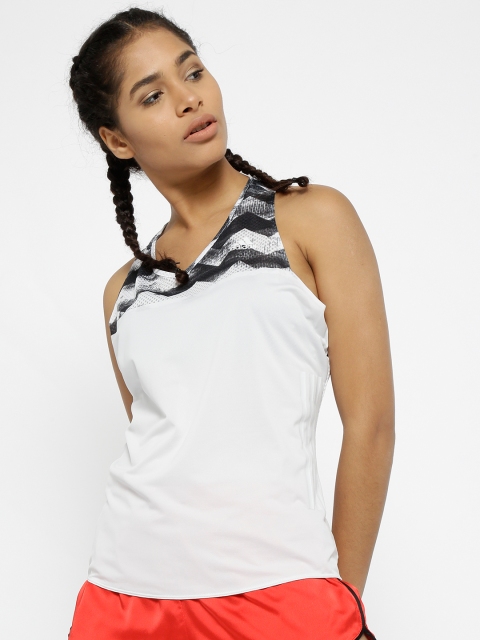 

Adidas Women White & Grey Adizero Printed Running Tank Top
