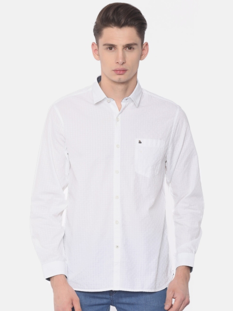 

Oxemberg Men White Slim Fit Self Design Casual Shirt