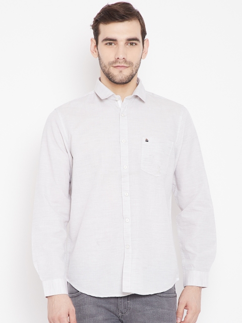 

Oxemberg Men Beige Slim Fit Self Design Formal Shirt