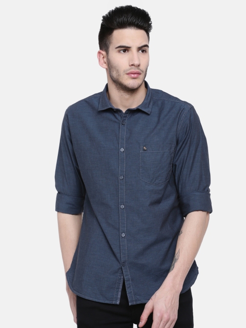 

Oxemberg Men Blue Slim Fit Solid Casual Shirt