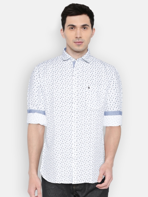 

Oxemberg Men White & Blue Slim Fit Printed Casual Shirt