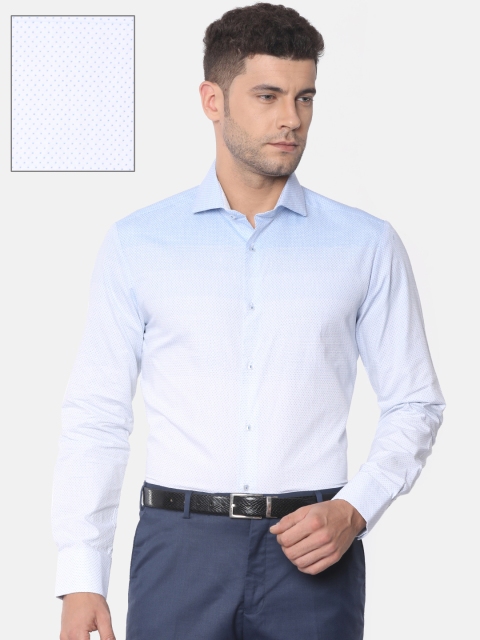 

Oxemberg Men Blue & White Slim Fit Self Design Casual Shirt