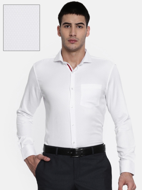 

Oxemberg Men White Super Slim Fit Self Design Formal Shirt